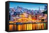 Porto, Portugal Old City Skyline from across the Douro River-Sean Pavone-Framed Stretched Canvas