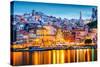 Porto, Portugal Old City Skyline from across the Douro River-Sean Pavone-Stretched Canvas