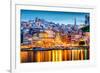 Porto, Portugal Old City Skyline from across the Douro River-Sean Pavone-Framed Premium Photographic Print