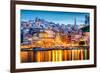 Porto, Portugal Old City Skyline from across the Douro River-Sean Pavone-Framed Premium Photographic Print