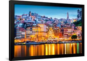 Porto, Portugal Old City Skyline from across the Douro River-Sean Pavone-Framed Photographic Print