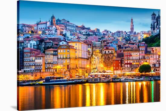 Porto, Portugal Old City Skyline from across the Douro River-Sean Pavone-Stretched Canvas