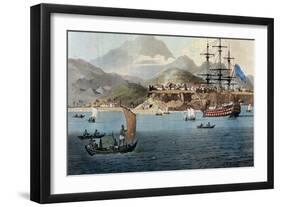 Porto Praya in the Island of St. Jago, Plate 4 from "A Voyage to Cochinchina"-William Alexander-Framed Premium Giclee Print