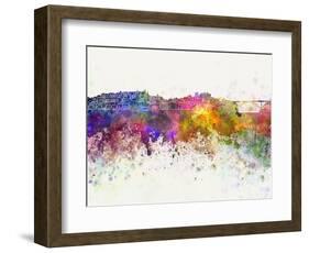 Porto Skyline in Watercolor Background-paulrommer-Framed Art Print