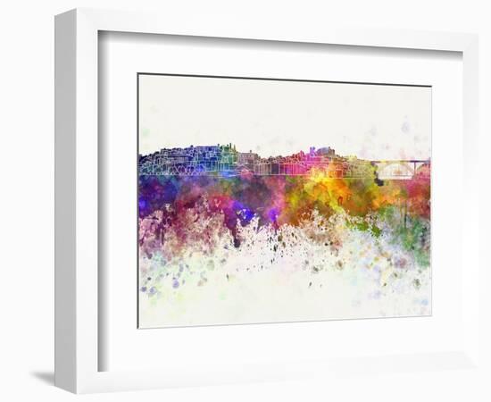 Porto Skyline in Watercolor Background-paulrommer-Framed Art Print