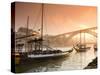 Porto Wine Carrying Barcos, River Douro and City Skyline, Porto, Portugal-Michele Falzone-Stretched Canvas