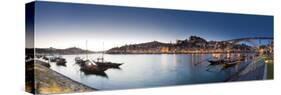 Porto Wine Carrying Barcos, River Douro and City Skyline, Porto, Portugal-Michele Falzone-Stretched Canvas