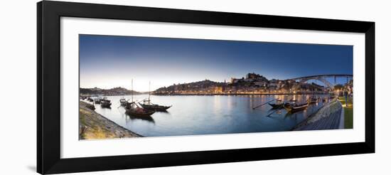 Porto Wine Carrying Barcos, River Douro and City Skyline, Porto, Portugal-Michele Falzone-Framed Photographic Print