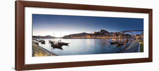 Porto Wine Carrying Barcos, River Douro and City Skyline, Porto, Portugal-Michele Falzone-Framed Photographic Print