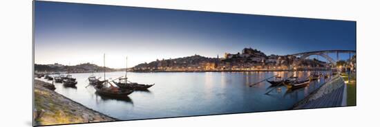 Porto Wine Carrying Barcos, River Douro and City Skyline, Porto, Portugal-Michele Falzone-Mounted Photographic Print