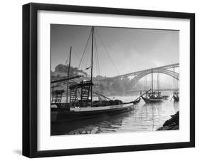 Porto Wine Carrying Barcos, River Douro and City Skyline, Porto, Portugal-Michele Falzone-Framed Photographic Print