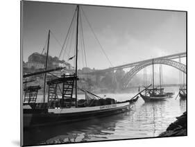 Porto Wine Carrying Barcos, River Douro and City Skyline, Porto, Portugal-Michele Falzone-Mounted Photographic Print