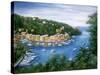 Portofino A Majestic Panoramic View-Marilyn Dunlap-Stretched Canvas