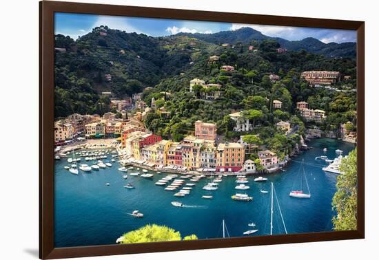 Portofino Birds Eye View, Liguria, Italy-George Oze-Framed Photographic Print