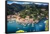 Portofino Birds Eye View, Liguria, Italy-George Oze-Framed Stretched Canvas