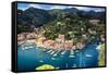 Portofino Birds Eye View, Liguria, Italy-George Oze-Framed Stretched Canvas