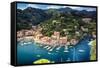 Portofino Birds Eye View, Liguria, Italy-George Oze-Framed Stretched Canvas