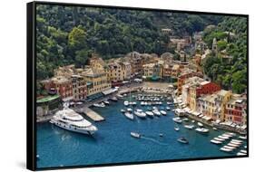 Portofino Harbor From Above, Liguria, Italy-George Oze-Framed Stretched Canvas