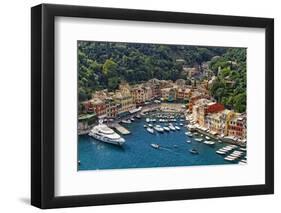Portofino Harbor From Above, Liguria, Italy-George Oze-Framed Premium Photographic Print
