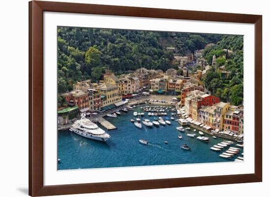 Portofino Harbor From Above, Liguria, Italy-George Oze-Framed Photographic Print