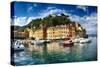 Portofino Harbor Low Angle View, Liguria, Italy-George Oze-Stretched Canvas