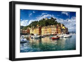 Portofino Harbor Low Angle View, Liguria, Italy-George Oze-Framed Photographic Print