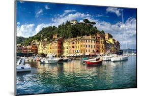 Portofino Harbor Low Angle View, Liguria, Italy-George Oze-Mounted Photographic Print