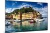 Portofino Harbor Low Angle View, Liguria, Italy-George Oze-Mounted Photographic Print