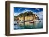 Portofino Harbor Low Angle View, Liguria, Italy-George Oze-Framed Photographic Print