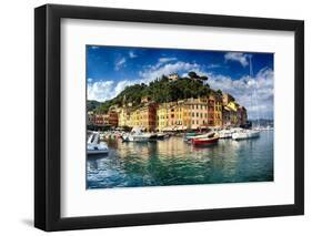 Portofino Harbor Low Angle View, Liguria, Italy-George Oze-Framed Photographic Print