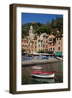 Portofino harbour Liguria Italy-Charles Bowman-Framed Photographic Print