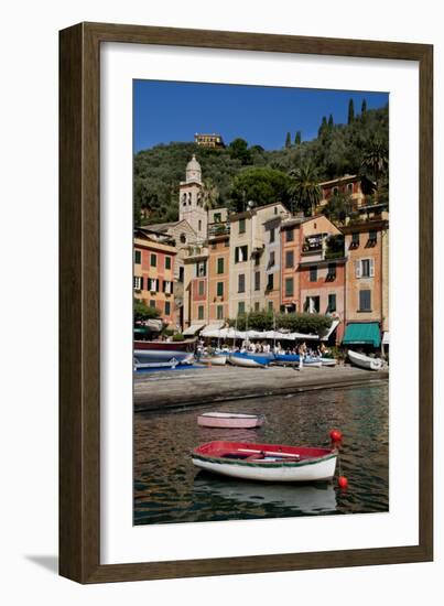 Portofino harbour Liguria Italy-Charles Bowman-Framed Photographic Print