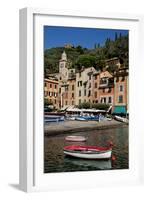 Portofino harbour Liguria Italy-Charles Bowman-Framed Photographic Print