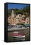 Portofino harbour Liguria Italy-Charles Bowman-Framed Stretched Canvas