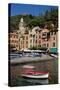 Portofino harbour Liguria Italy-Charles Bowman-Stretched Canvas