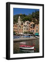 Portofino harbour Liguria Italy-Charles Bowman-Framed Photographic Print