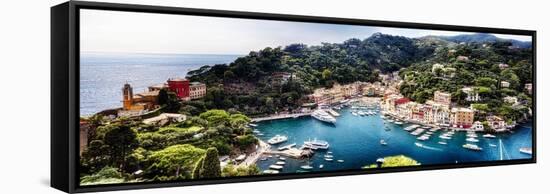 Portofino Panorama, Liguria, Italy-George Oze-Framed Stretched Canvas