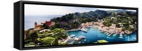 Portofino Panorama, Liguria, Italy-George Oze-Framed Stretched Canvas