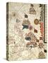Portolan Chart Depicting the Cities of Venice, Genoa and Marseille-null-Stretched Canvas