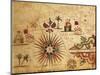 Portolan Chart Depicting Tripolitania, Africa and Wind Rose, 1631-Francesco Paolo Michetti-Mounted Giclee Print