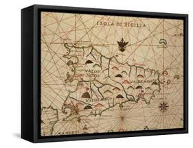 Portolan Chart of Sicily-null-Framed Stretched Canvas