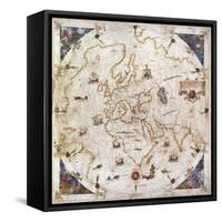 Portolan Chart of the World, Venice, 1519-null-Framed Stretched Canvas