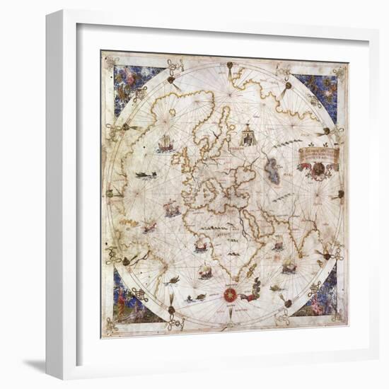 Portolan Chart of the World, Venice, 1519-null-Framed Giclee Print