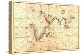 Portolan Map of Africa, the Indian Ocean and the Indian Subcontinent-Battista Agnese-Stretched Canvas