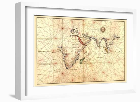 Portolan Map of Africa, the Indian Ocean and the Indian Subcontinent-Battista Agnese-Framed Art Print