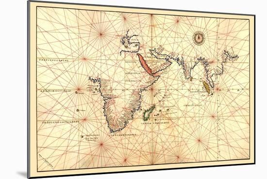 Portolan Map of Africa, the Indian Ocean and the Indian Subcontinent-Battista Agnese-Mounted Art Print