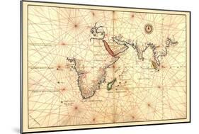 Portolan Map of Africa, the Indian Ocean and the Indian Subcontinent-Battista Agnese-Mounted Art Print