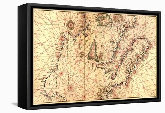 Portolan Map of Italy, Sicily, North Africa and the Mediterranean-Battista Agnese-Framed Stretched Canvas