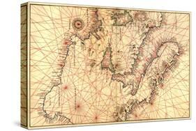 Portolan Map of Italy, Sicily, North Africa and the Mediterranean-Battista Agnese-Stretched Canvas