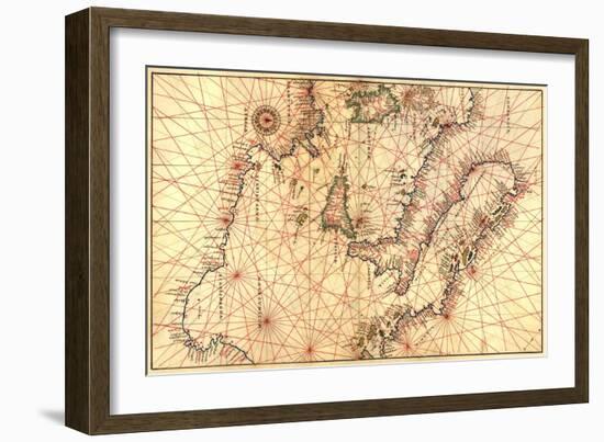 Portolan Map of Italy, Sicily, North Africa and the Mediterranean-Battista Agnese-Framed Art Print